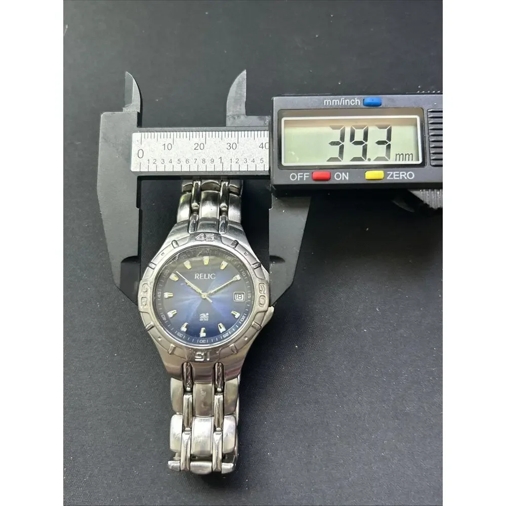 Relic Navy Blue Dial Silver Tone Men’s Quartz Watch
